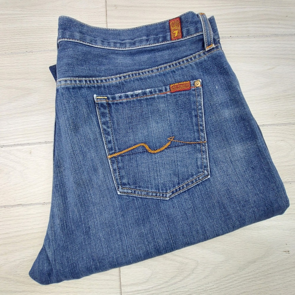 7 For All Mankind Relaxed Jeans Mens 40x29 Blue Medium Wash Button Fly USA Made